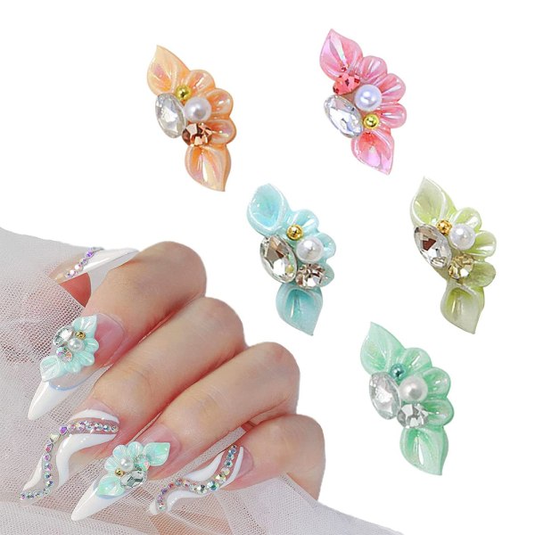 30 stk. Nail Charms, Resin Flower Nail Charms, Nail Art