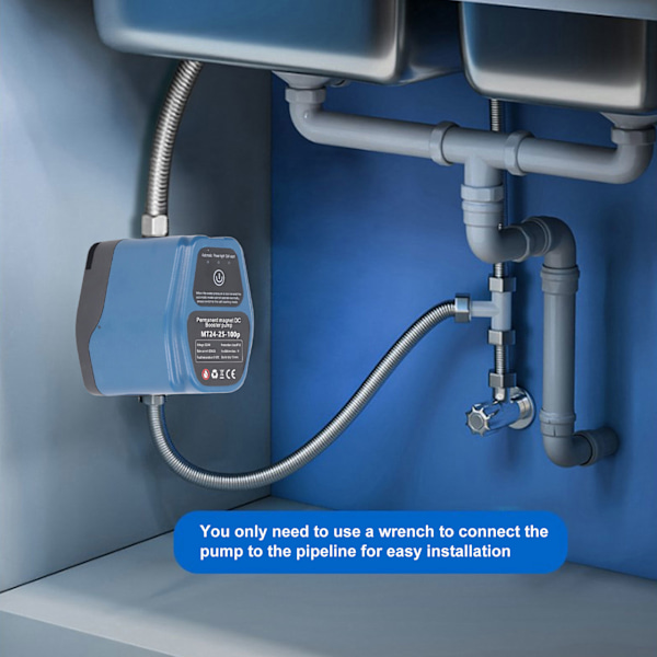Vandtrykforstærkerpumpe 100W 24V 25L IP56 Intelligent Sensing Automatisk Bruserforstærkerpumpe 100‑240V EU-stik