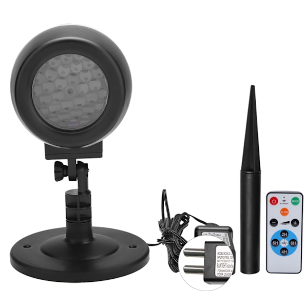 Jul 3D Projektorlampa Snöflinga Snöfall Ljus Spotlight RF Fjärrkontroll (220V EU-kontakt)