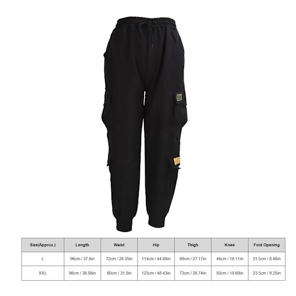 Män Joggers Polyester Lösa Byxor Casual Sweatpants Polyester för Träning Träning XXL Svart