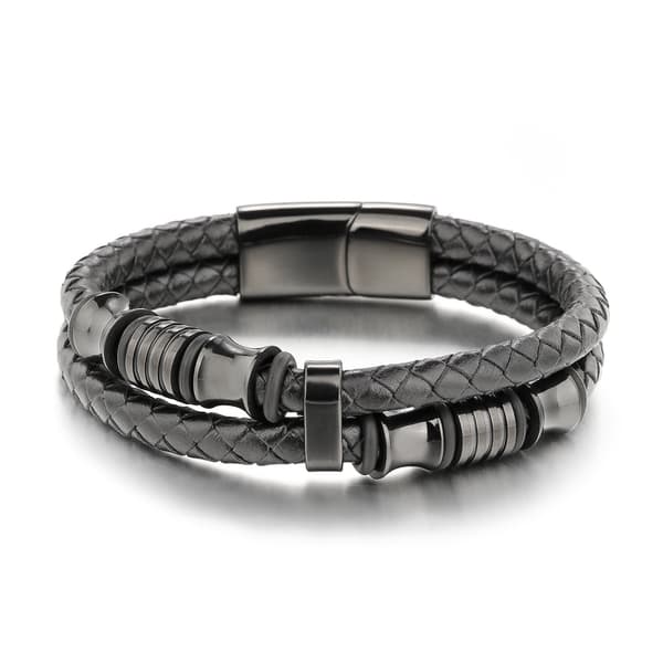 Læderarmbånd til Mænd Sort | Magnetisk Stållås