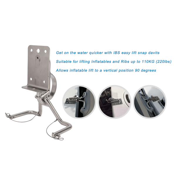 Hurtigudløsende bådsnap-daviter i 304 rustfrit stål Marine Hardware til jolle Instant Lock System
