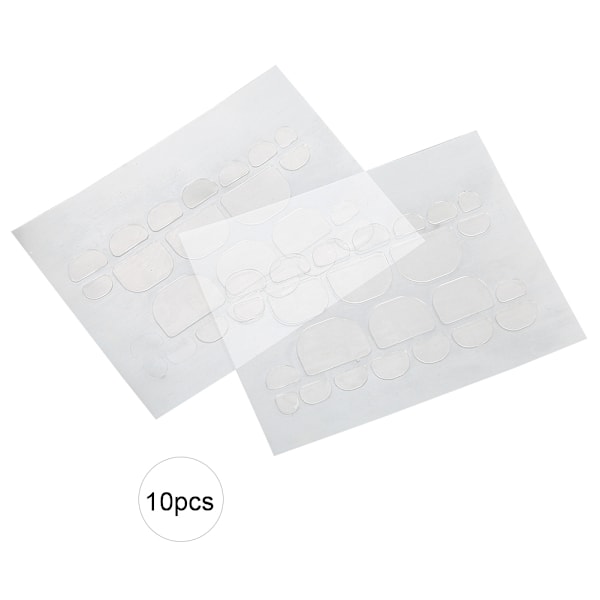 10 Ark Dubbelsidig Lim Transparent Toe Nail Sticker för Nagelspetsar