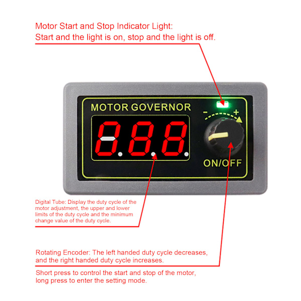 Motorhastighetsregulator PWM-regulator Digital displaykontrollbrytare 5A DC 5V‑30V