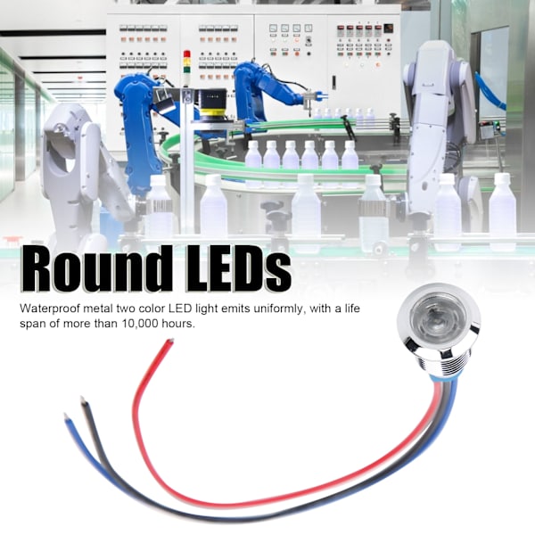 4 Sæt Fortrådede Runde LED'er Vandtætte 2-Farvet Indikator Fælles Katode 10mm 3-6V (Rød og Blå)