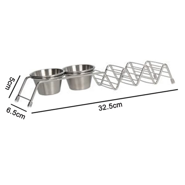 Taco-stativ i rustfrit stål med sauceholder, dobbeltsidet brug af trådkonstruktion til servering (2 stk.)