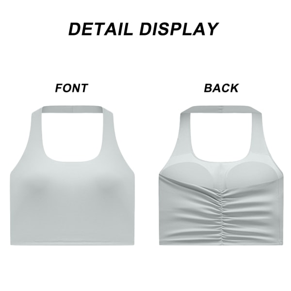 U-hals rygg plissert fitness toppsport yoga dress med brystpute