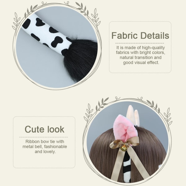 Cow Ears and Tail Set- Cow Cosplay Accessories-Cow Horns Headban