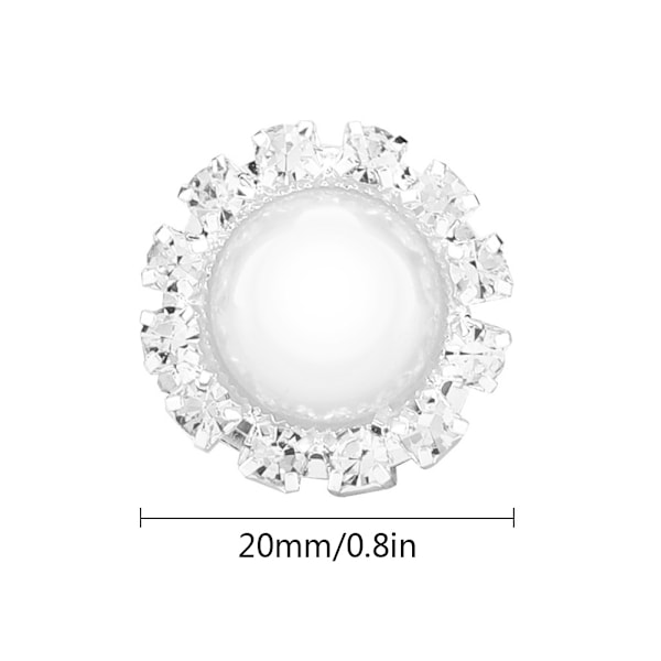 10 stk 20mm DIY Halvrunde Perleperler Scrapbooking Dekor Flatback (Hvit)