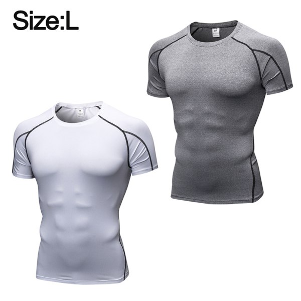 2-paknings kjølige, tørre kortermede kompresjonsskjorter for menn, sport