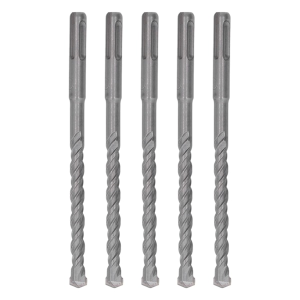 5 stk Rotasjonshammerbor 160mm Lengde 2 Spor Selv-sentrerende Karbidspiss Slagbor for Murverk Stein Betong 10mm/0.39in