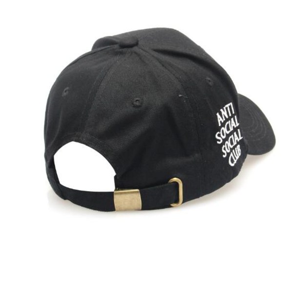 anti Social Club" Sivulla brodeerattu kirjain kaareva räystäspäällinen cap säädettävä baseball cap