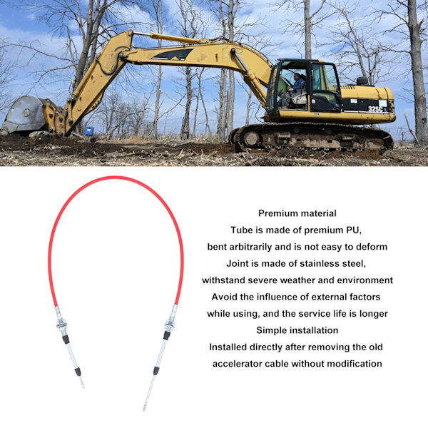 Throttle Kabel PU Rustfrit Stål Gravemaskine Accelerator Kabel Udskiftning til Hitachi EX330