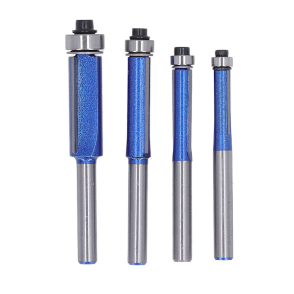 4 st Flush Trim Fräsfräs 1/4 Skaft Wolframkarbid Hög Hårdhet Kant Flush Trimming Bit för Träbearbetning