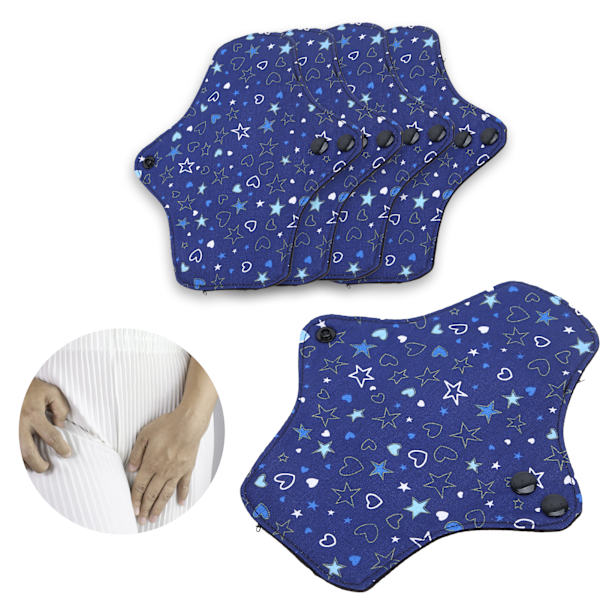 5 st Reusable Bomullsmenstruationstrosor Tvättade Läckagesäkra Menstruationstrosor för Kvinnor 18cm x 21cm