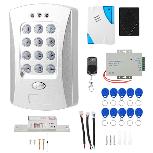 Komplett Standalone Dør Adgangskontrol System KiT nO Lock(150KA) Strømforsyning Fjernbetjening