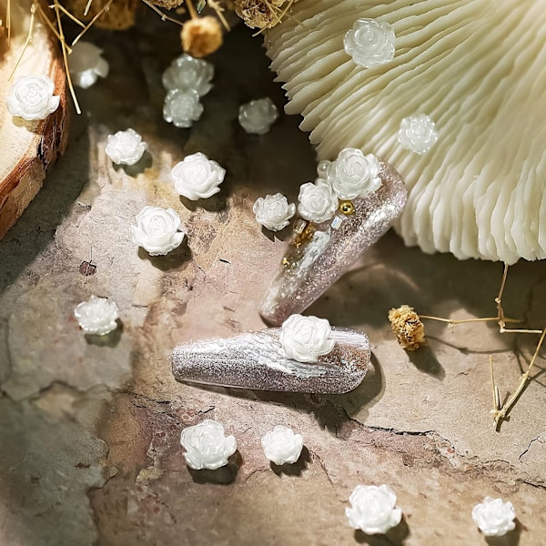 Glamoröst Nagelkonstkit, Krom Lim-På-Naglar Med Silverkromvirvel För En Lyxig Look, Konstgjorda Naglar Med 3D-Rosblomdesign Och 10