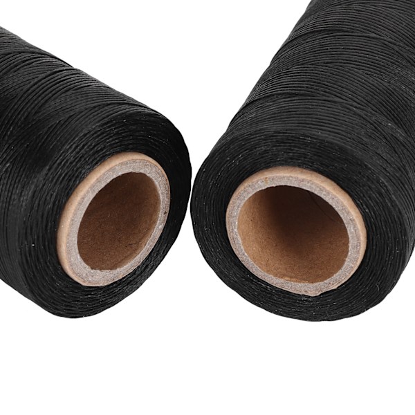 2 Rullar Vaxad Tråd Läder Sömnad Stygn Snöre Tillbehör DIY Hantverk Svart