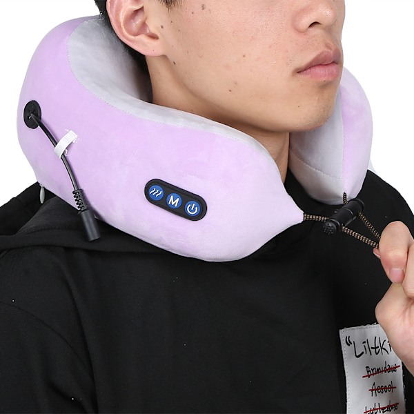 Household Electric Cervical Vertebra Massager Neck Shoulder Massage Pillow (USB Plug)Purple