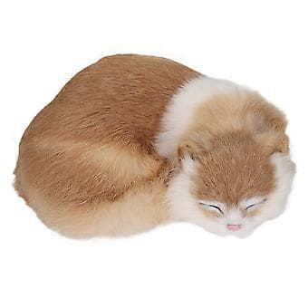 Plysset Sovende Kat Figur Realistisk Simulation Fluffy Dekorativ Plys Sovende Kat Model til Hjemmekontor