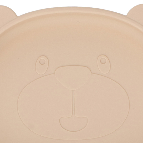 Baby Silikon Tallrik Panda Form Silikon Sugkopps Tallrik Matning Tillbehör för Spädbarn Beige Silikon Tallrik