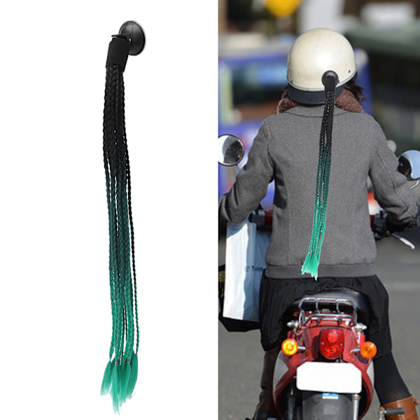 Hjelmfläta Dekoration Motorcykel Trendig Gradient Hjelm Dreadlocks Peruk Svart Smaragd