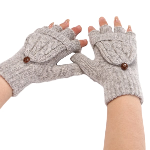 2st uppfällbara varma handskar stickade handskar dam vintervarma handskar