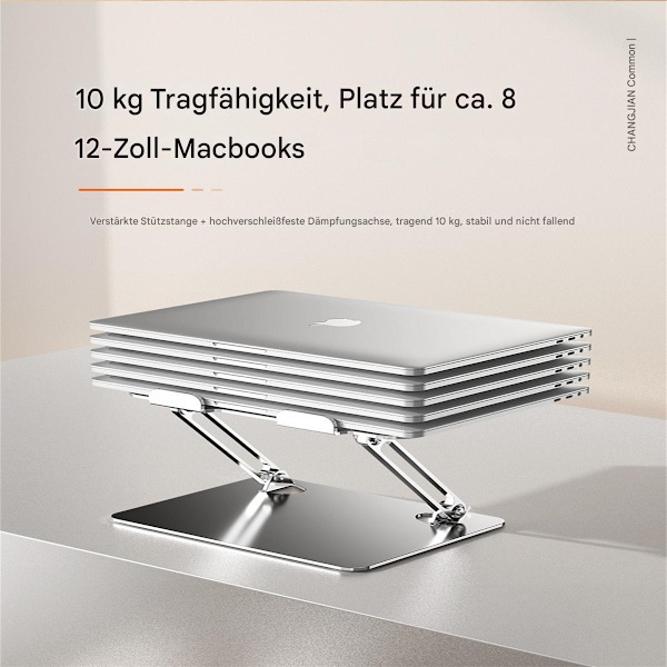 Ergonomisk Justerbart Laptopstativ, Højdejusterbart Laptopstativ med Åbent Design, Foldbart Bærbart Computerstativ til Skrivebord, Skridsikkert