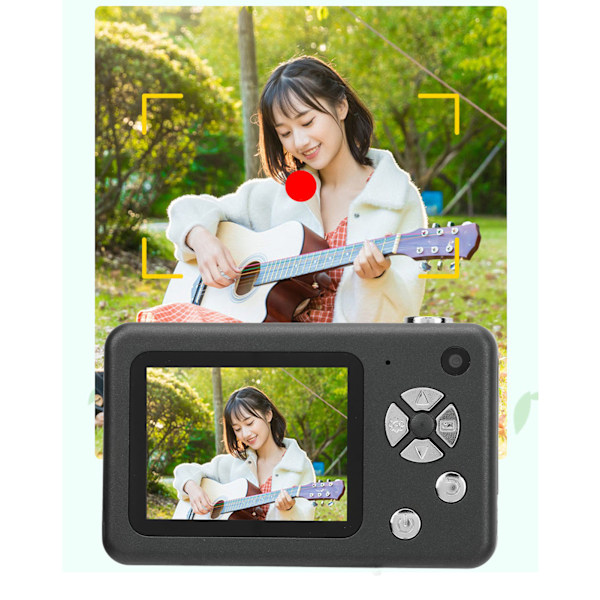 2.5K HD Selfie Camera 8 Times Zoom Automatic Light Sensitivity Compact Cute Dual Lens Digital Camera for Student Black