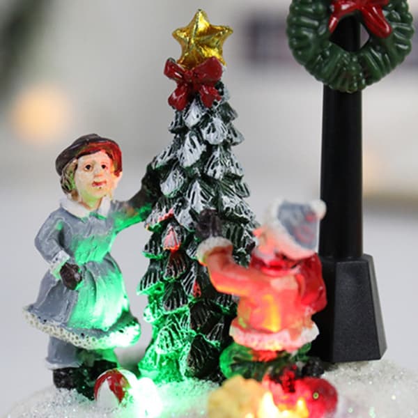 LED julescene-hus lysende landsbyhus bordpynt i harpiks til juledekorasjon