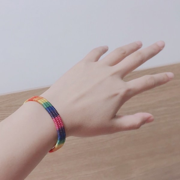 2 st Rainbow Pride Armband Handgjord Flätad Vänskapssträng