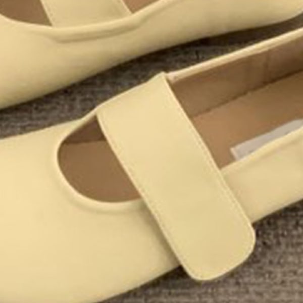 Naisten kengät leveällä hihnalla, yksinkertainen, tyylikäs, tyylikäs, liukumaton, pehmeä pohja, retro-ballerina, lahja, aprikoosi 37