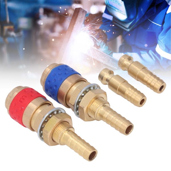 Svejsning Hurtigkobling Vandkølet Gasadapter M8 Messingfitting Slange til TIG MIG
