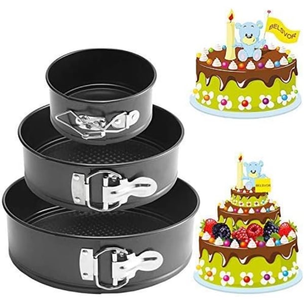 Springform Pannset, Non-stick Beläggning för Problemfri Rengöring, Kolstålsmaterial Säkerställer Snabb Uppvärmning, Springformspanna med Löstagbar Botten för