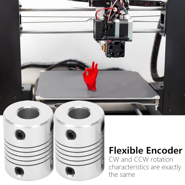 2 stk. Akselkobling Fleksibel Encoder Aluminium Legering Kobling Trinmotor DIY 3D Printer 5x8mm
