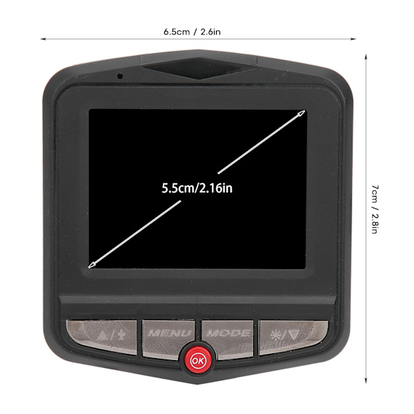 2,4 tum 1080P DVR Framkörningsinspelare Full HD 170 Grader Vidvinkel Inbyggd G-Sensor