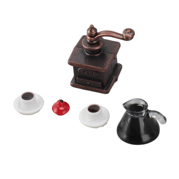 3 Set Dockhus Miniatyr Kaffebryggare 1:12 Kvarn Gryta Ornament Simuleringsmodell Leksaker