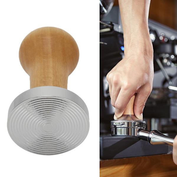 Espressostøder med træhåndtag, Støder designet til at passe præcisionskurve Fødevaresikker base i rustfrit stål, flad bund kaffepresse til jævn stampning