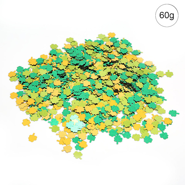 60g/pose Konfettil for festbord - Unik og vakker for St. Patricks Day-fest, ballongdekorasjon - Gull, mørkegrønn, lysegrønn, 3 blader gress, blandet
