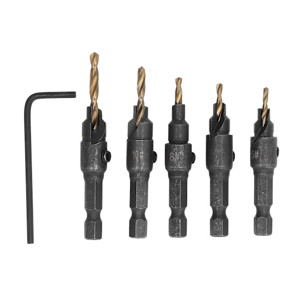 5 st. Senkborr 5‑12mm HSS Hålfräsborrset