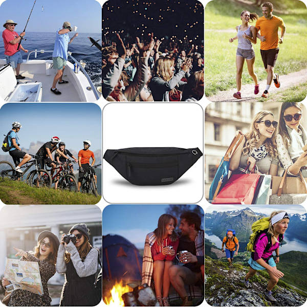 Fanny pack, vyölaukku naisille ja miehille, lantiolaukku, ulkoilu, suuri