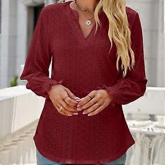 1 stk.-løs ærme løs top-burgundy( style677)