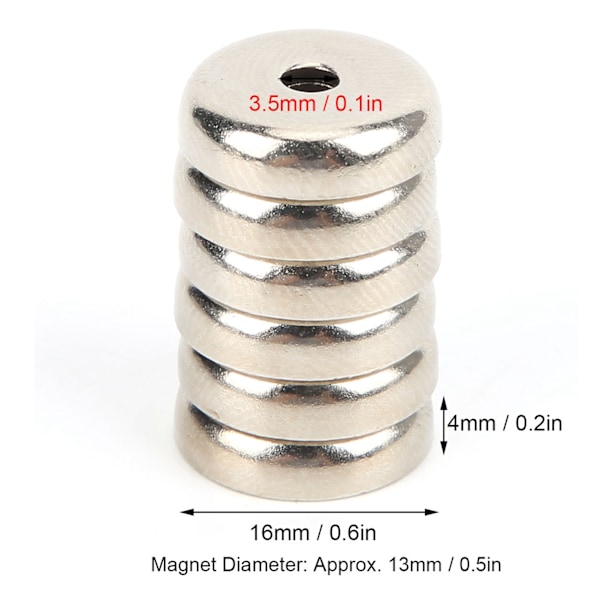 6 stk Pot Magnet Rund Base Neodymium Adsorpsjonskopp Magnetiske Komponenter med Senkning A16