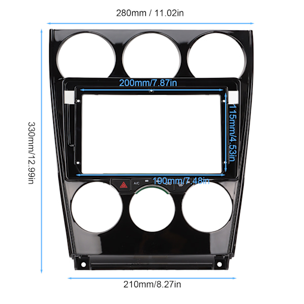 Navigationspanelramme GPS-omgivelse Instrumentbræt Trim Kit Udskiftning til Mazda 6 2004‑2016