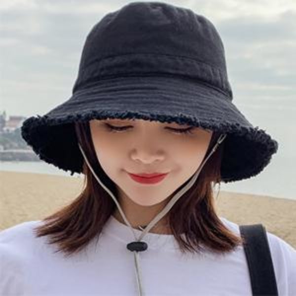 Kvinner Sun Bucket Hat Cotton Hats Tenåringer Jenter Wide Rim Floppy Su