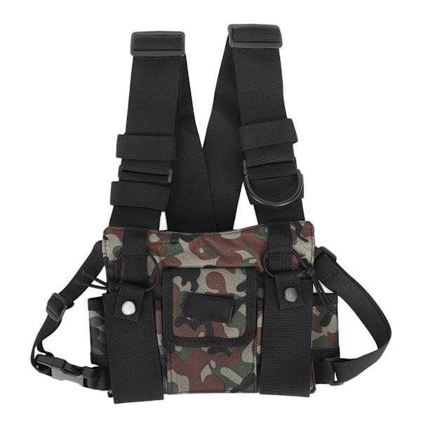 Radio Brystsele med 2 Lommer Oxford Klud Justerbar Vest Rig Universal til 2 Vejs Radio Walkie Talkie Camouflage