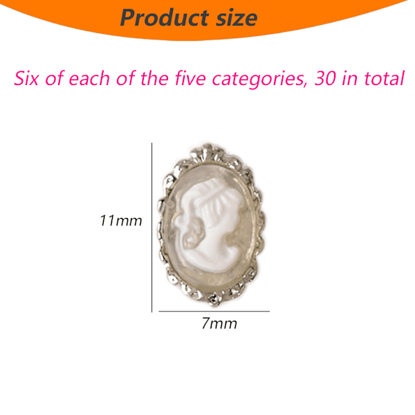 Magnetiska Nagelberlocker med Dollarsymbol, Retrodesign Nageldekoration för DIY-naglar, Passar Långa och Korta Naglar (7*11mm)