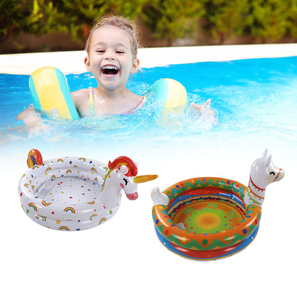 2 stk. Børne Oppustelig Pool PVC Foldbar Bærbar Mini Swimmingpool Sød Dyreform Blæs Op Baby Pool til Hjem Udendørs