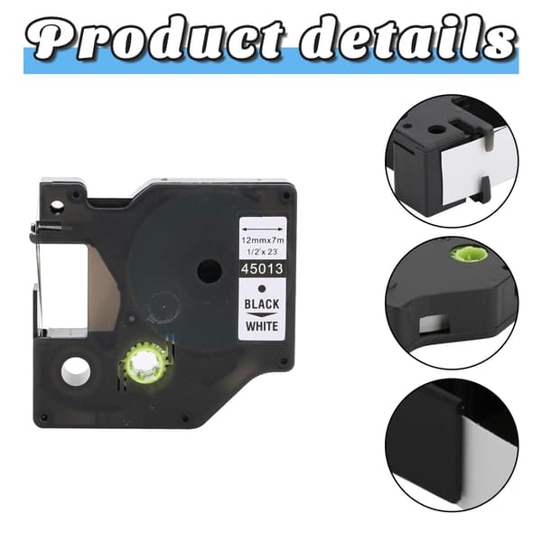 Dymo 45013 S0720530 Erstatningstape - Sort tekst på hvid tape