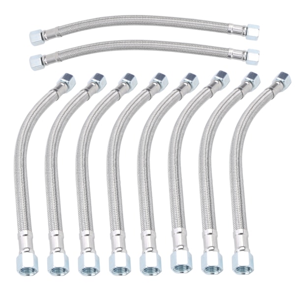 10 stk. 14 x 1,5 mm Støbt Stål Slange Fleksibel Metalslange til Luftkompressor 35 cm